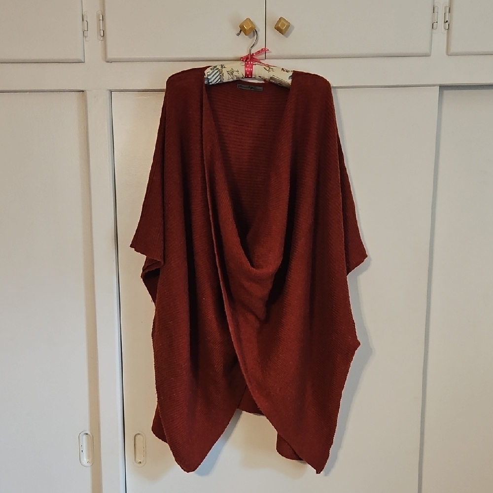 Anthropologie Rust Drape Sweater